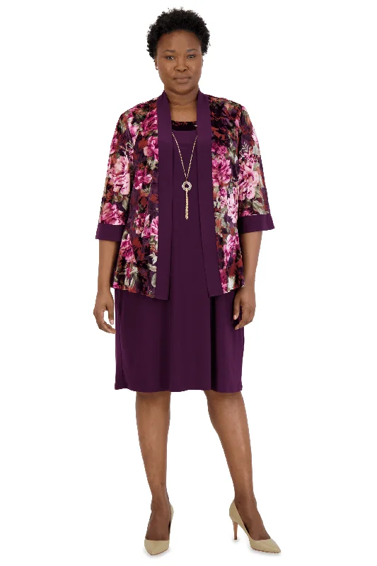 Women's Casual Wear Outfit Dreamy Draping R&M Richards 7679W Short Plus Size Jacket Dress