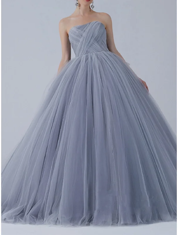 Women's Versatile Apparel Limited-Time Offer Ball Gown Prom Dresses Luxurious Dress Quinceanera Prom Sweep / Brush Train Short Sleeve Off Shoulder Organza with Bow(s) Pleats