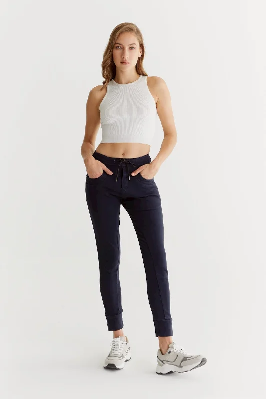 Women's Apparel And Garments Mother'S Day Special Mila Mid Waist Jogger 5 Pocket Ankle Pants Navy