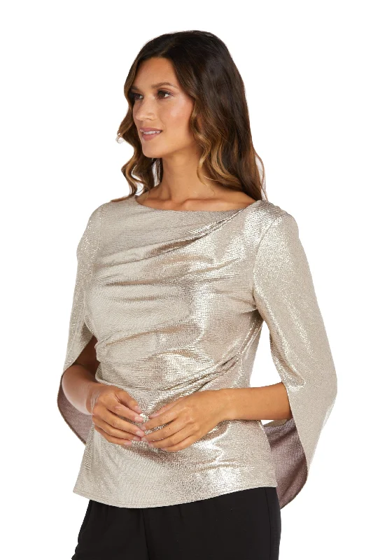 Women's Date Night Outfit Feminine Soft - Hued Look R&M Richards 9140 Crinkle Top / Sleeve Formal