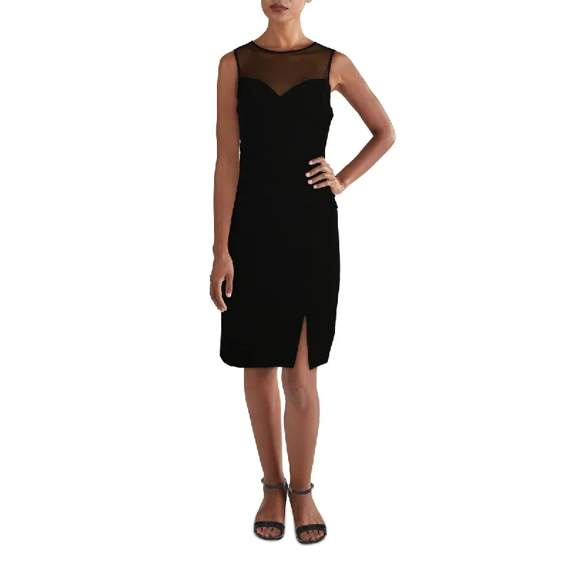 Women's Versatile Apparel Must-Have Styles Aidan Mattox Women's Pleated Mesh Inset Sleeveless Cocktail Dress