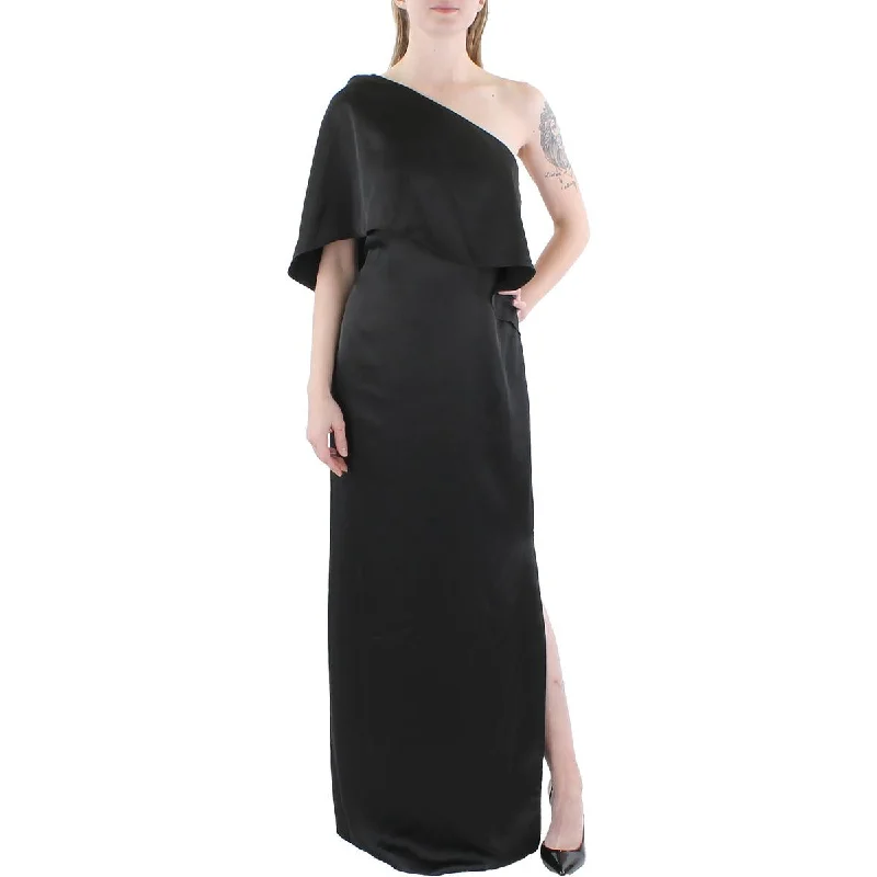 Sustainable Women's Clothing Fashion Forward Femininity Lauren Ralph Lauren Womens Satin One Shoulder Evening Dress