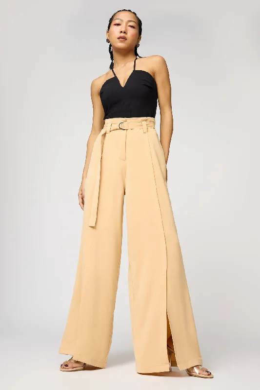 Women's Contemporary Clothing Special Offers, Don'T Miss Soft Sand Belted Flared Korean Pants