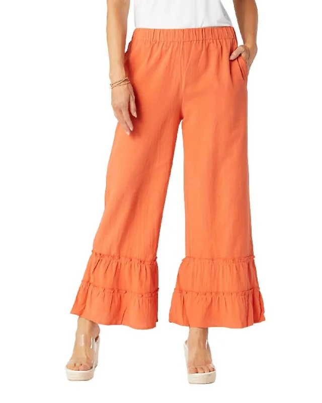 Stylish Women's Apparel Crazy Price Slashing Audrey Tiered Ruffle Pants In Orange Poppy