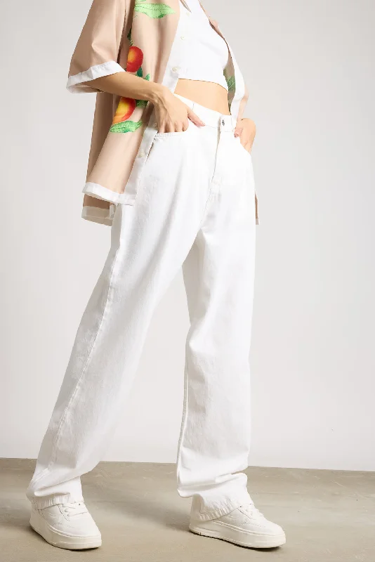 High-Fashion Women's Clothing Season Offer White Straight Legged Pants