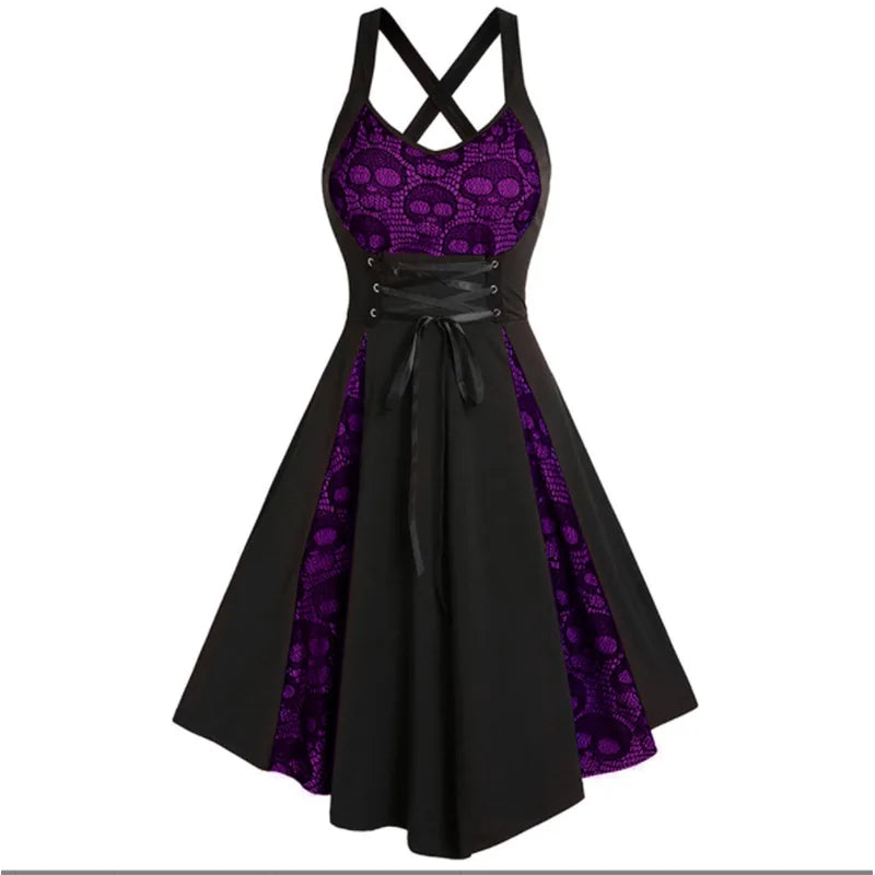 Women's Casual Apparel Stylish Savings Renaissance Gothic Steampunk Lace Skull Sleeveless Dress