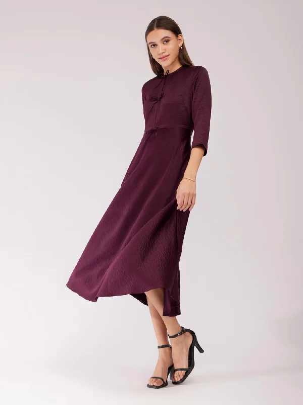 Women's Professional Clothes Trending Items Fit And Flare Midi Dress - Maroon