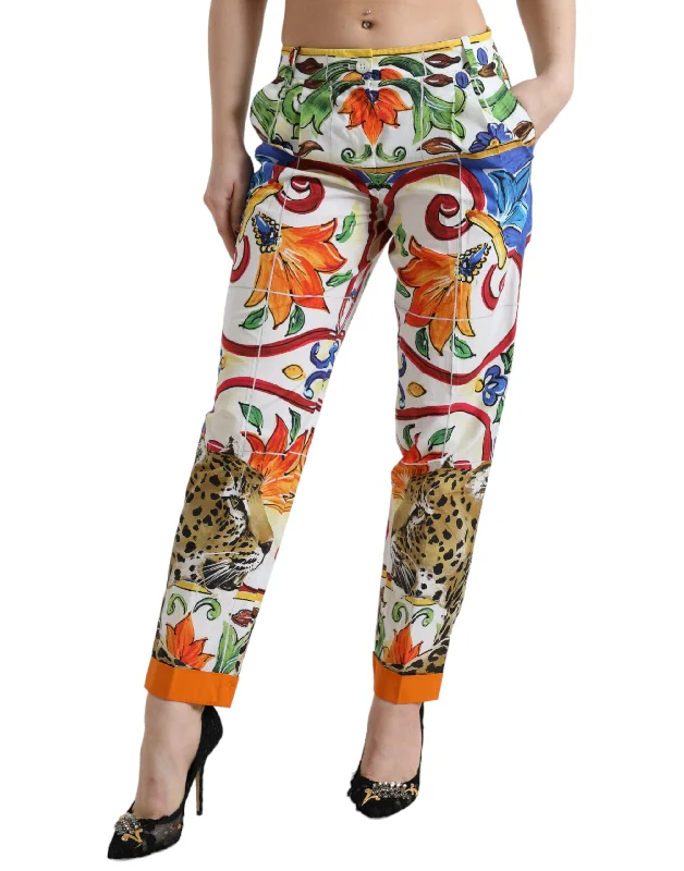 Women's Travel Outfit Set Get The Latest Trends Dolce & Gabbana Majolica Print Tape Cotton Women's Pants