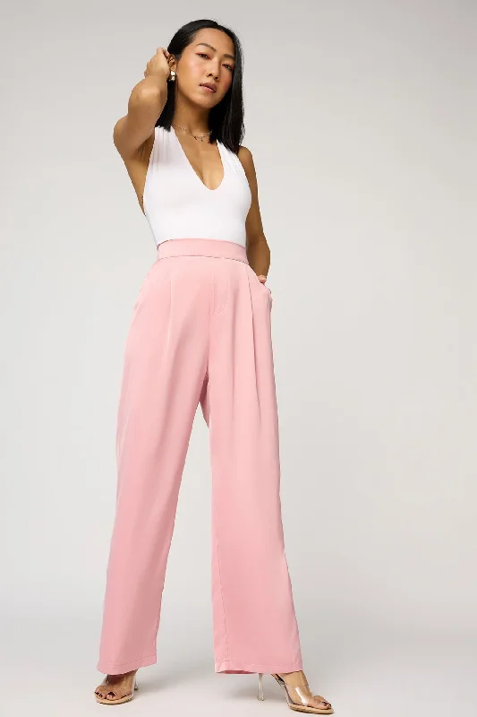 Women's Resort Garments Summer Splash Sale Pale Pink Satin Straight Korean Pants