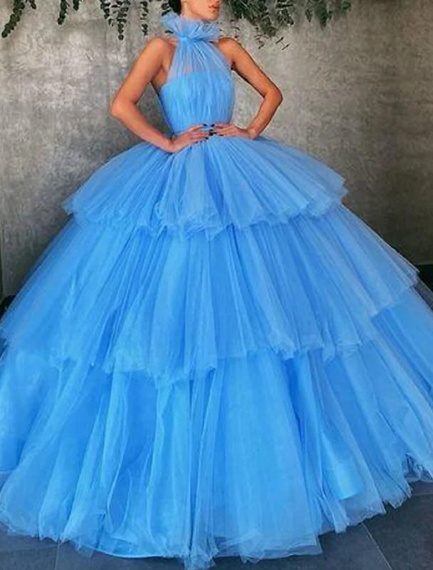 Women's High-Fashion Clothes Urban Femme Streetwear Ball Gown Prom Dresses Luxurious Dress Prom Formal Evening Floor Length Short Sleeve Strapless Tulle with Pleats Tiered