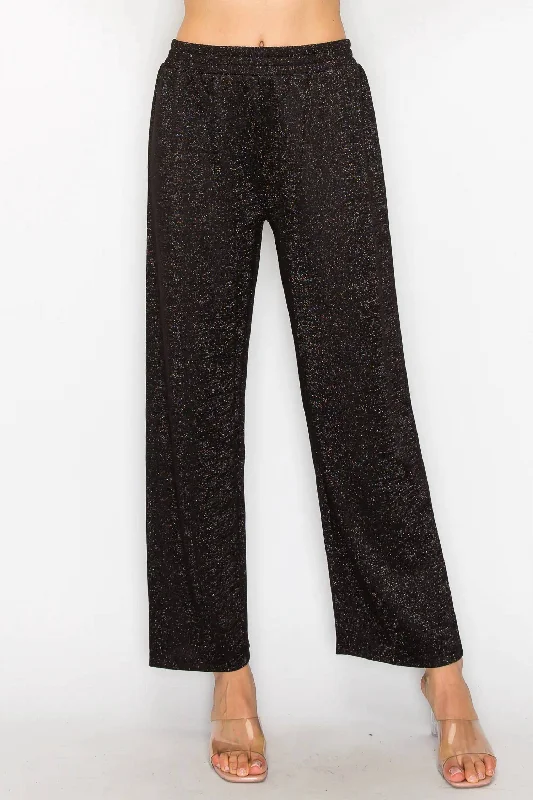 Women's Holiday Apparel Daily Essentials Kris Sparkling Stretch Knit Pant In Black