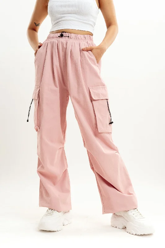 Stylish Outerwear Clothing For Women Buy More, Save More Pink Drawstring Cargo Pant