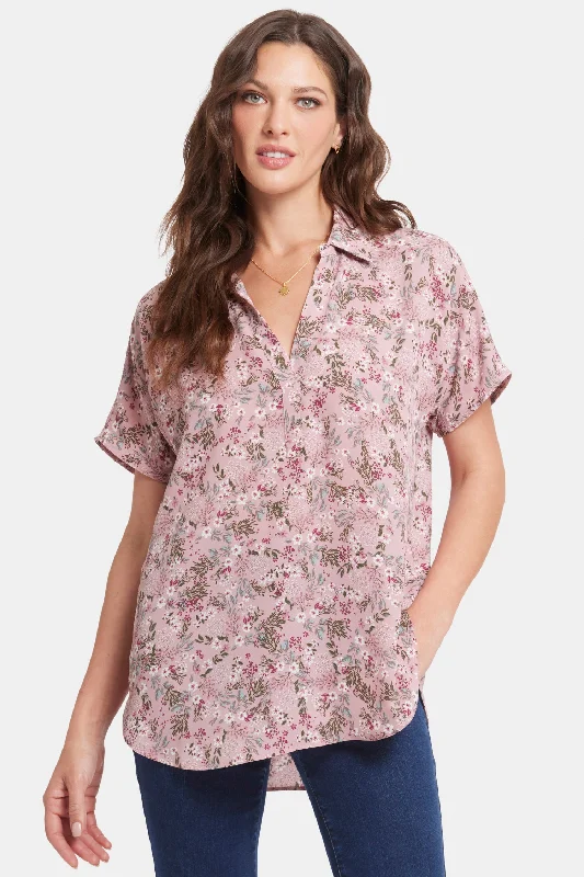 Women's Office Outfit Effortless Comfort Becky Short Sleeved Blouse - Berry Fields