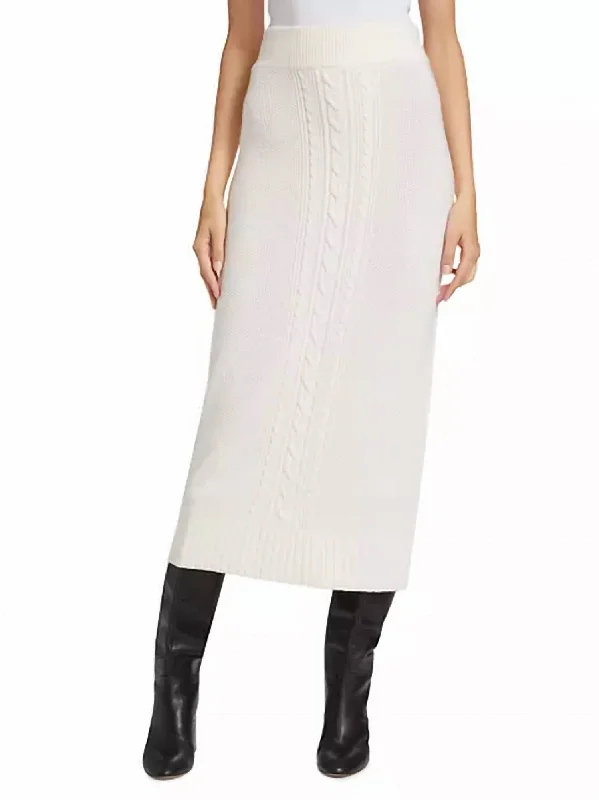 Women's Holiday Clothing Cool Prices Valentin Cable Knit Skirt In Blanc