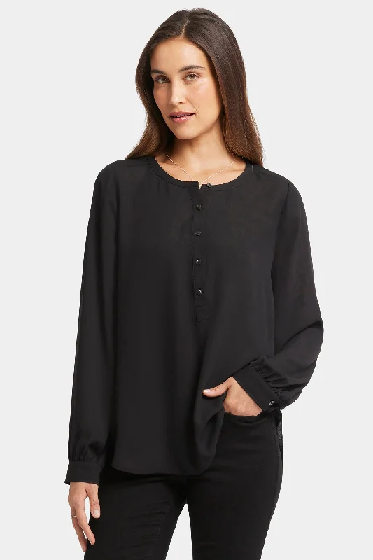 Women's Plus-Size Attire Hollywood Glam Award - Show Style Simone Blouse - Black