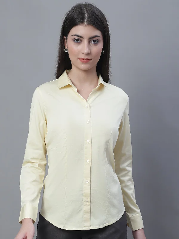 Women's High-Fashion Clothes Fashion Deal Women's Formal  Yellow Regular Full Sleeve  Shirt