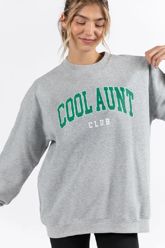 Women's Clothes For The Office Minimalist Office - Ready Style Cool Aunt Club Light Grey Oversized Graphic Sweatshirt