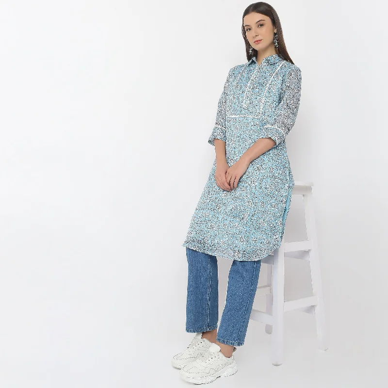 Classic Clothes For Women Wardrobe Refresh Flare Fit Printed Kurta