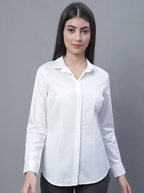 Chic Clothing For Women Trend Alert Women's Formal Slim Fit White Regular Full Sleeve  Shirt