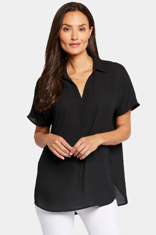 Women's Comfortable Apparel Catch Every Fashion Trend Becky Short Sleeved Blouse - Black