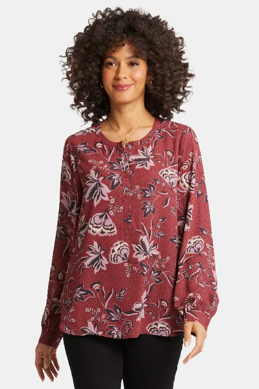 Women's Evening Wear Attire Feminine Soft - Hued Look Simone Blouse - Rosa Blooms